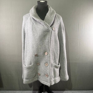 VTG Lacoste Knit Cardigan Women L Wool Double Breasted Old Money Academia Grey